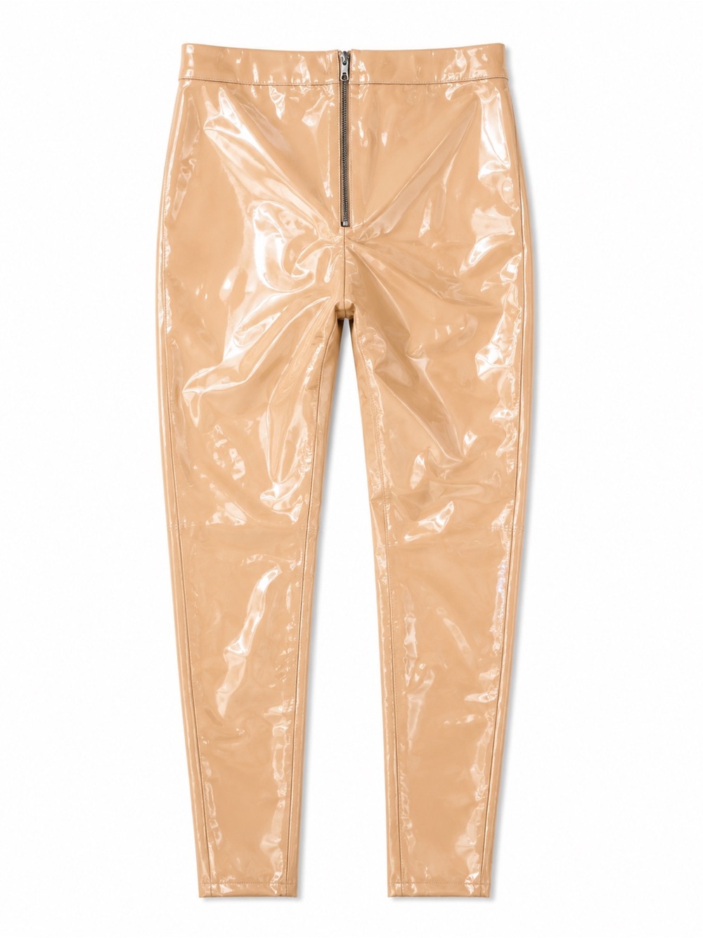 ALICE + OLIVIA Maddox Back Zip Vegan Leather Legging in Camel - Picture 4 of 12